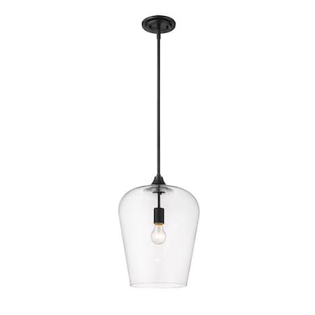 Joliet 1 Light Pendant, Matte Black & Clear